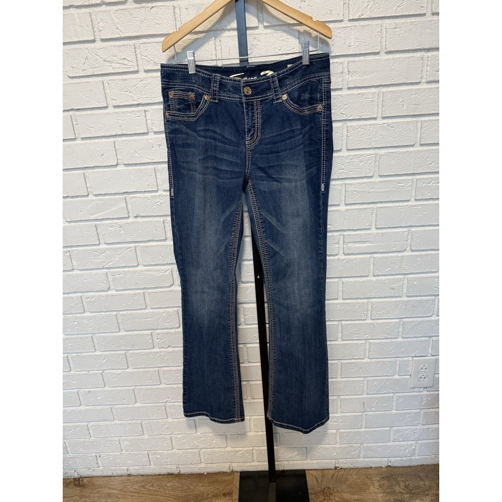 Seven7 Boot Cut Jeans Womens Size 12 Dark Wash Stretch Denim Classic Fit - Picture 8 of 9